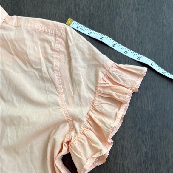 J. Crew Size 6 Peach Short Sleeve Ruffled Button Down Shirt - Picture 8 of 10